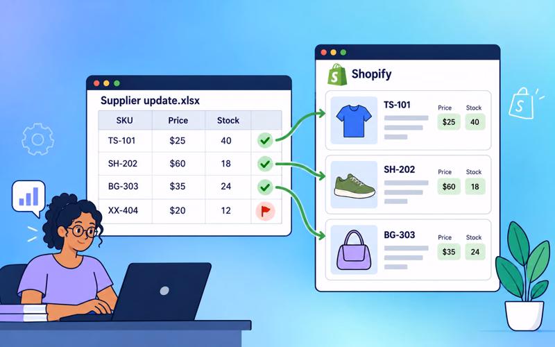 Updating Shopify from a spreadsheet: what CSV import overwrites and how to update only what you need