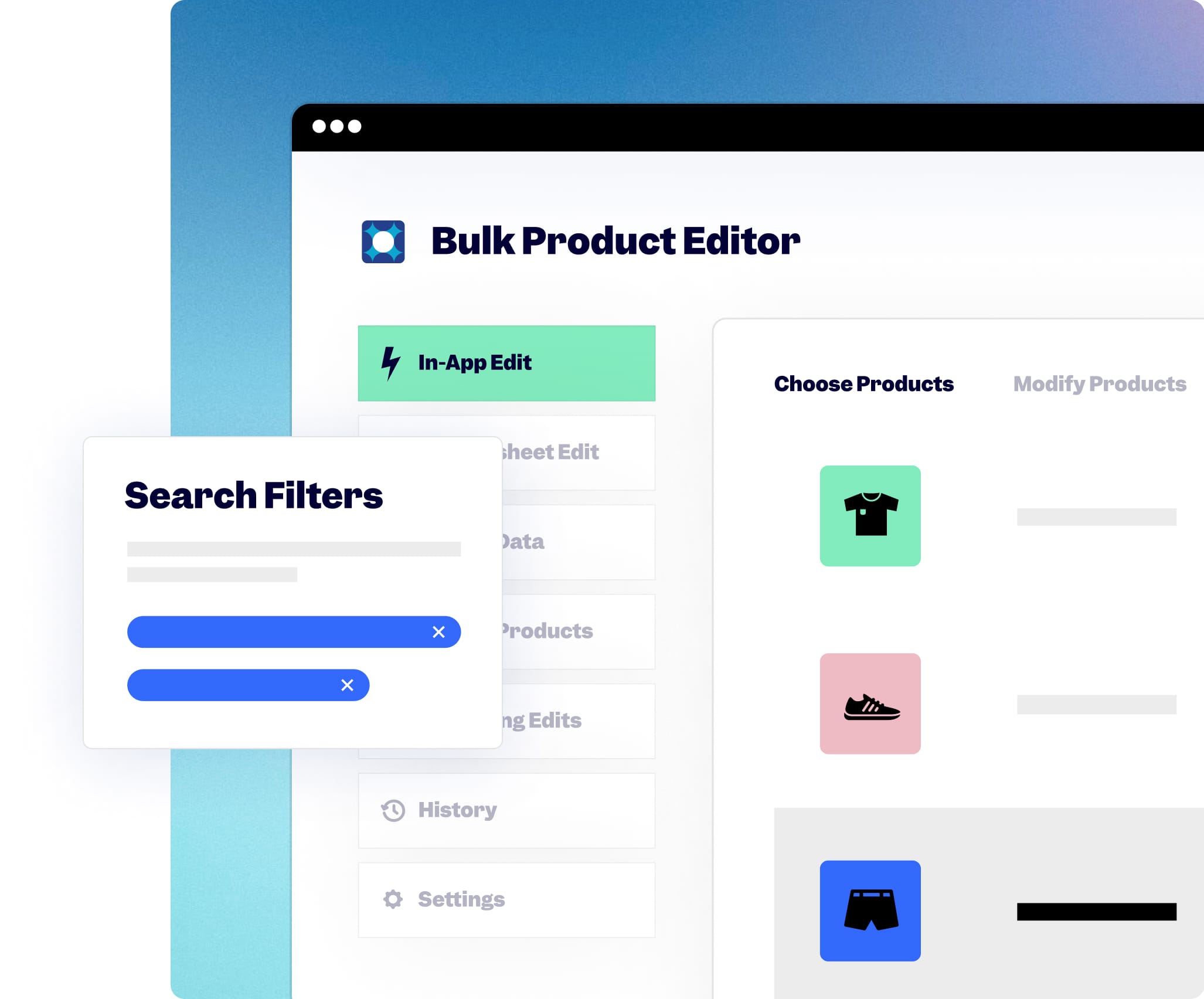 Bulk Product Editor edit configuration screen