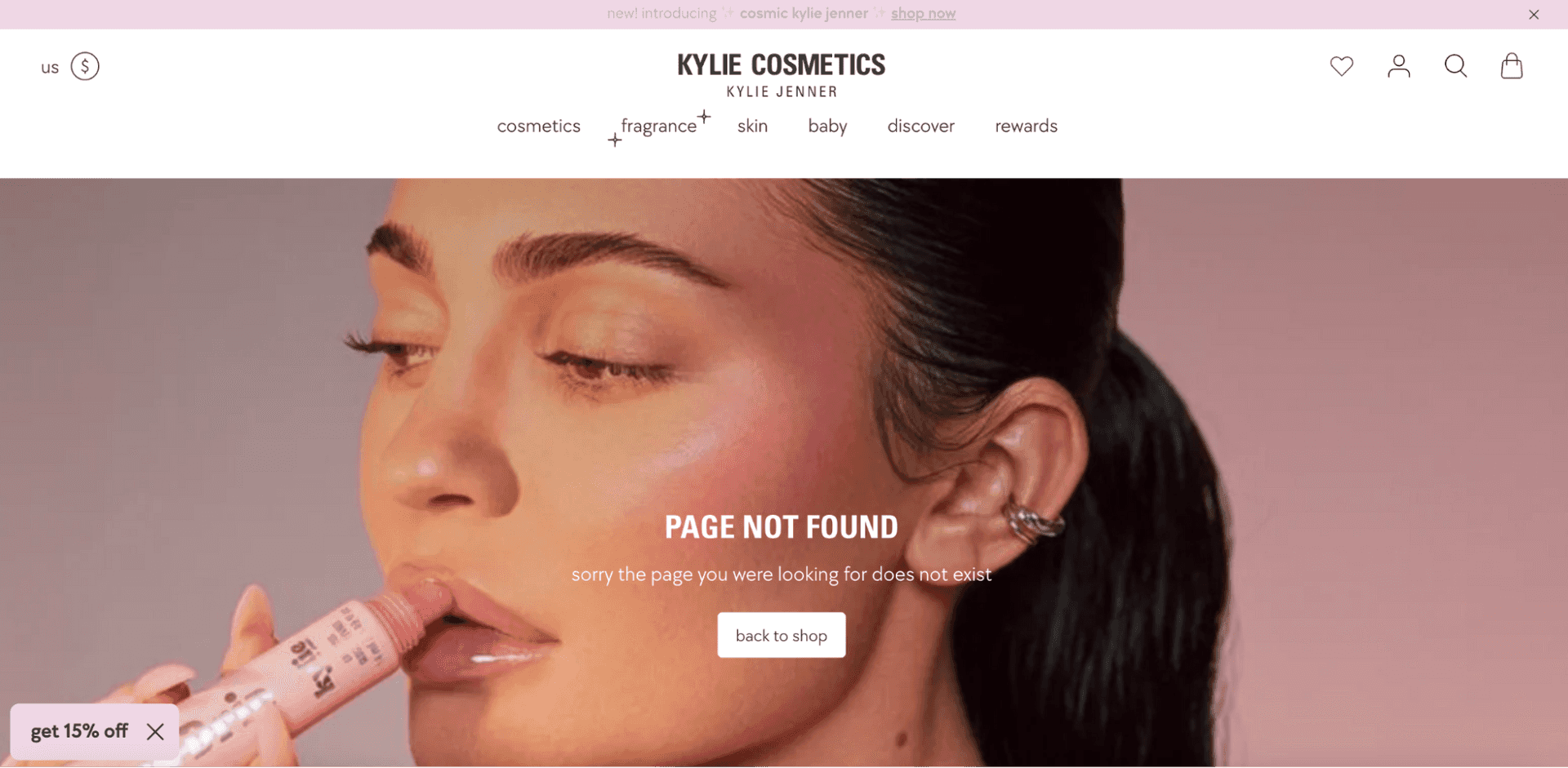 Kylie Cosmetics 404 page
