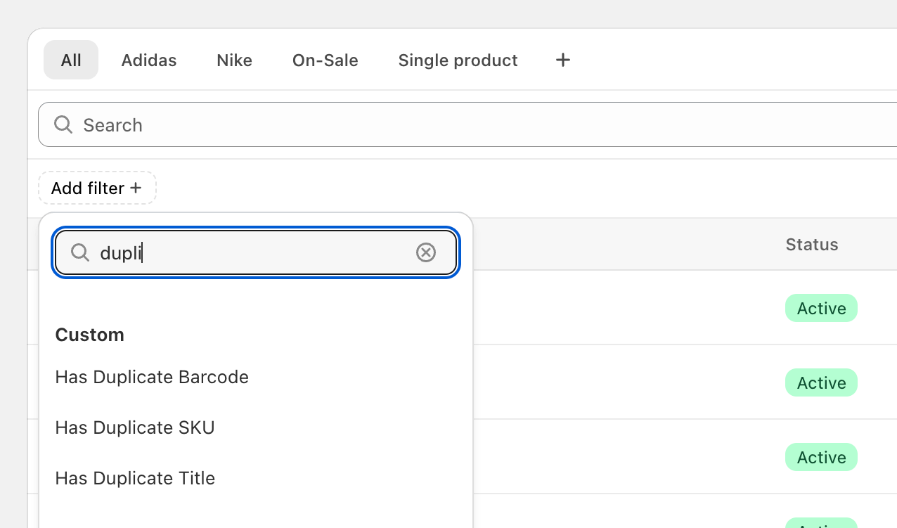 Searching for duplicate product titles in Bulk Product Editor